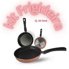 Kit Frigideiras 03 Peças - Frigideira para Ovo - Antiaderente Protech com 03 Camadas - Vermelho - Rose - Preto
