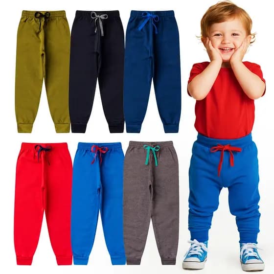 Kit 3 ou 5 peças Calças Moletom Infantil Menino Inverno Peluciado Kit Sortido