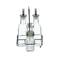 Cj 4 Potes de vidro c Suporte de Metal Preto 200ml/80ml Lyor