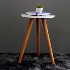 Mesinha De Canto Redonda Pé Palito Mdf ou Mdp Branca Preta Decorativa Sala