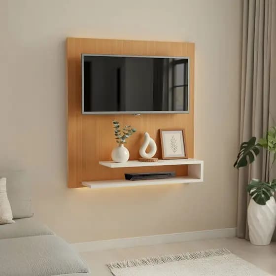Painel Para Tv Até 32 Polegadas Ripado Com Prateleira Sala de Estar Casa