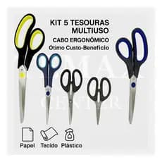 Kit de Tesouras Multiuso Aço Resistente corte Costura Artesanato Cozinha papel tecido trabalho