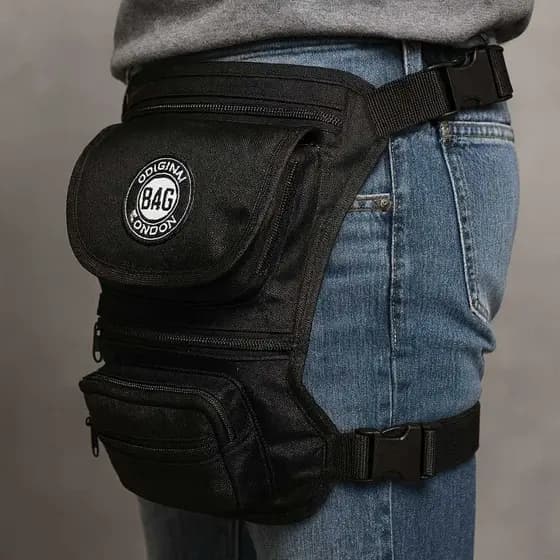 Pochete Cartucheira  Bag De Cintura Perna Preto Unissex Tática Motoboy Camping Pesca Trilha Trabalho