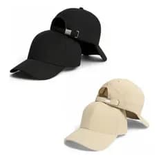 kit 2 Boné Adulto Poliester Liso Basico Aba Curva beisebol Unissex Ajustavel Moda Versatil