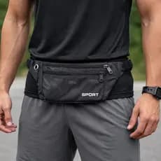 Pochete Fitnes slim Porta Celular chaves para corrida academia  Cintura Unissex Leve Preta