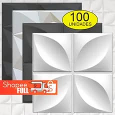 Kit 50 - 100 Placas  PVC 3D 25x25 Revestimento de Parede Decorativa
