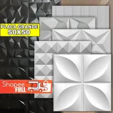 Placa 3D Grande PVC 50X50 Revestimento de Parede Decorativa