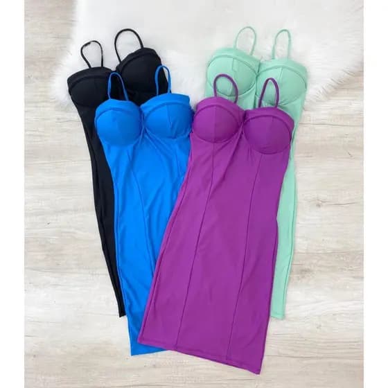 Vestido Retro alcinha colado tecido suplex moda blogeuria