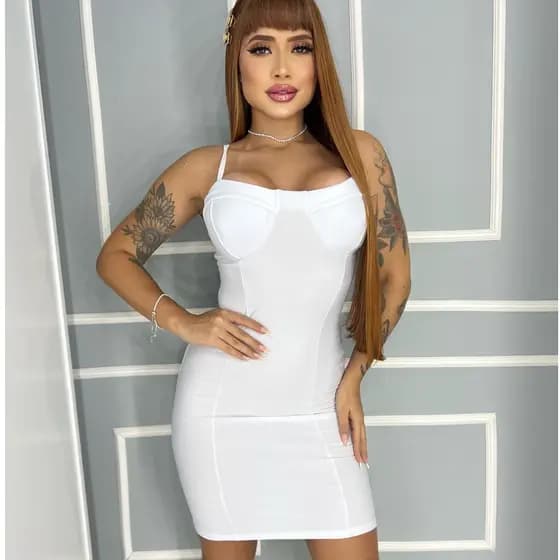 Vestido feminino retro alcinha curto colado com bojo
