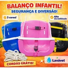 Cadeira Cadeirinha de Balanço Infantil Descanso c/Corda Parque Jardim Praça Azul Rosa Vermelho Preto PLÁSTICO