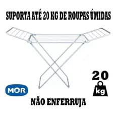 Varal De Chão Reforçado Com Abas Dobrável Retrátil Aço Forte 1