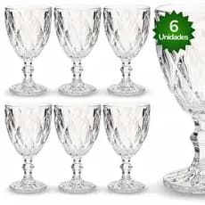 Jogo 6 Taça Diamante Copo Vidro Transparente Bico De Jaca 340ml