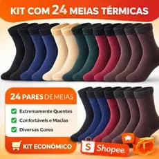 Kit 24 Pares Meias Termica Femininas masculinas Forrada inverno Peluciada atacado - MENOR PREÇO EM MEIAS