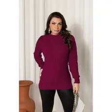 Blusa Trico Lice Feminina Manga Longa Detalhes Moda Inverno