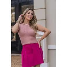 Cropped Tricô Modal Lara Blusa Feminina Moda Blogueira