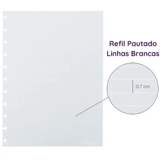 Refil Pautado Linhas Brancas 90g ou 120g (G, M, A5, Inteligine) | CADERNO INTELIGENTE
