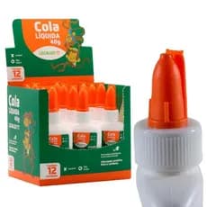 Cola Líquida Branca Escolar 40gr com Espátula 12 unid Atacado | LEO&LEO