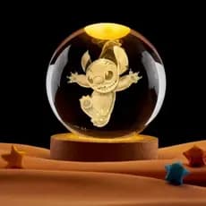 Luminária Grande 8cm Esfera de Cristal Stitch Disney Presente Decoração
