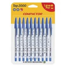 10 Unid Caneta Esferográfica Azul 1.0 Top 2000 | COMPACTOR