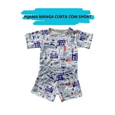 Pijama Manga Curta Masculino Infantil Menino 02 Ao 16 100% Algodão