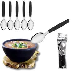 jogo colher de sopa talher - talheres inox cabo de plástico colorido 6 ou 12 pçs