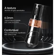 Máquina de Tatuagem Profissional 2 BATERIAS Sem Fio Caneta Rotativa com Display LCD Motor Coreless Potente Alta Precisão