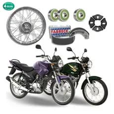 Roda Aro Calha Jante Traseira Completa Cromada Montada Patim Rolamentos Bucha Ybr 125 / Factor 125