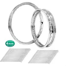 Par De Aros Traseiro E Dianteiro + Par Raios Biz 100 Biz 110 Biz 125 Medidas Originais