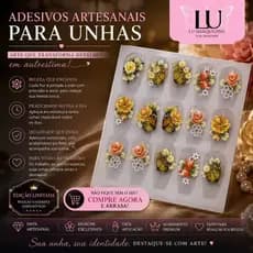 80 Adesivos Unhas Artesanais Pedrarias Jóias Unha Strass CARTELÃO COM 20 adesivos