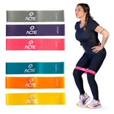 Kit 3 Mini Bands Profissional Acte Faixa Elástica para Exercício Leve Médio Forte