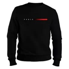 Moletom Masculino Gola Careca Paris Minimalista Blusa Frio Inverno Sem Capuz Casual Algodão