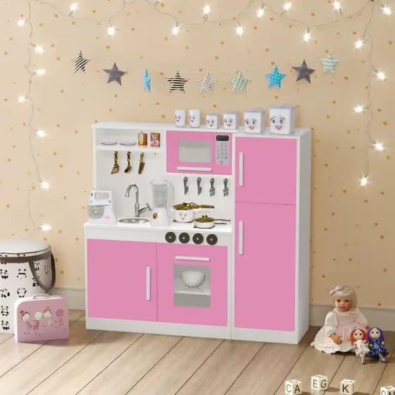 Cozinha Infantil Completa em MDF – Geladeira, Fogão, Forno e Acessórios