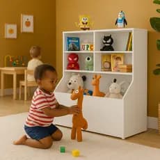 Estante Organizadora Infantil – MDF Branco com 5 Nichos