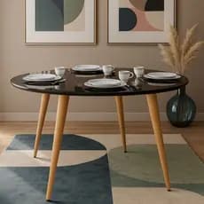 Mesa Redonda para Sala de Jantar ou Cozinha – Vidro e MDF 90cm