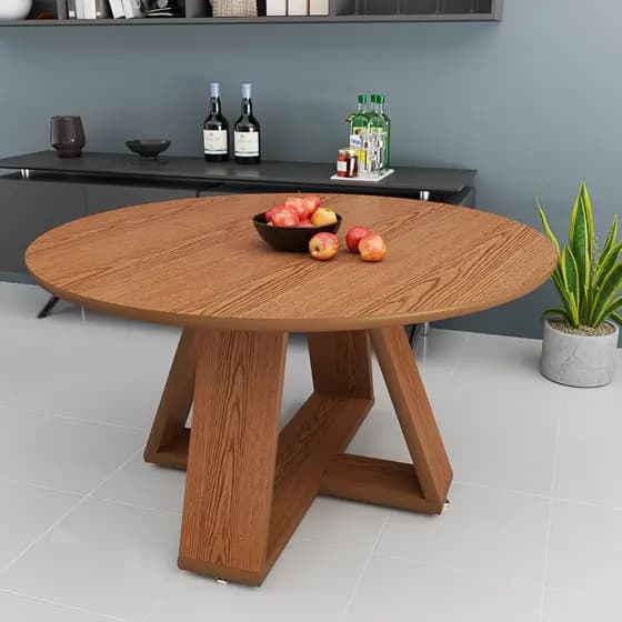 Mesa de Jantar Redonda Moderna 90cm Base em X  Design Premium Nature
