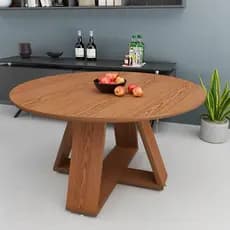 Mesa de Jantar Redonda Moderna 90cm Base em X  Design Premium Nature