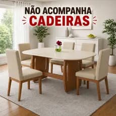 Mesa de Jantar Oval 137cm em MDF Moderna Para Sala de Jantar ou Cozinha Mesa Elegante 4 Lugares