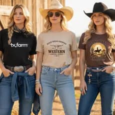 Kit 3 camisetas femininas country tx western long live cowgirls boiadeira agro blusa de100% algodão
