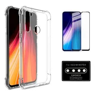 Kit 3X1 Xiaomi Redmi Note 8 - Pelicula Ceramica 9D + Pel Camera + Capa Anti-Impacto Transparente TPU