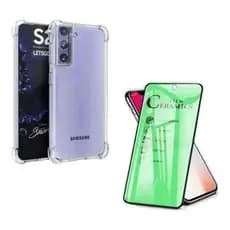 Kit 2X1 Samsung Galaxy S21 Tela 6.2" - Pelicula Ceramica 9D + Capa Anti-Impacto Transparente TPU 3D