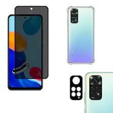 Kit 3X1 Xiaomi Redmi Note 11S / Note 11 4G - Película Privacidade Ceramica + Capa TPU + Pel Camera