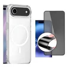 Kit 3X1 Apple iPhone 17 Air Tela 6.5- Pelicula Privacidade Ceramica + Capa Transparente + Pel.Camera
