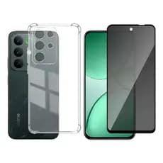 Kit 2X1 Realme C85 5G - Capa Silicone Transparente TPU + Pelicula Privacidade Anti Spy 9D