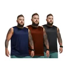 Kit 3 Regatas MASCULINA M G GG e PLUS SIZE . G1 ao G3. Uso casual e esportivo.