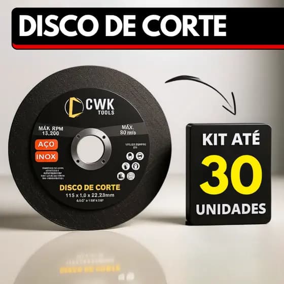 Kit Até 30 Unidades Disco de Corte Aço Inox Pequeno e Fino Para Lixadeira Esmerilhadeira 4.1/2" - 115 x 22,23mm
