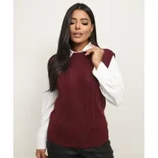 Colete suéter feminino tricot  básico trabalhado inverno tendência lançamento winter CCM tricot