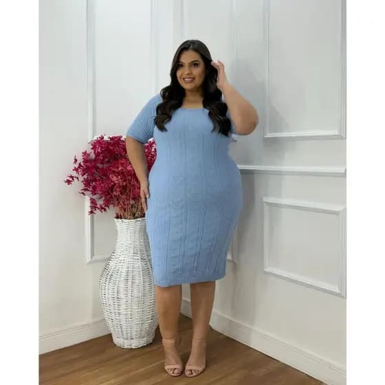 Vestido Moda feminina Plus Size elegante luxo Trico Canelado Modal Grande Verão tendência Lançamento