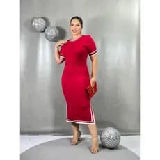 Conjunto feminino listra lateral Plus Size moda evangélica luxo casual trico meia estação macio leve