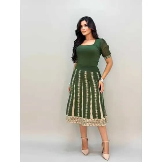 Conjunto Feminino blogueira Tricô Saia plinsada Moda luxo meia estação inverno verão plus size