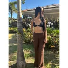 Saida Praia Calça Cordão LisA Ponto Furão Croche Blogueira pantalona elegante Moda Feminina Verão